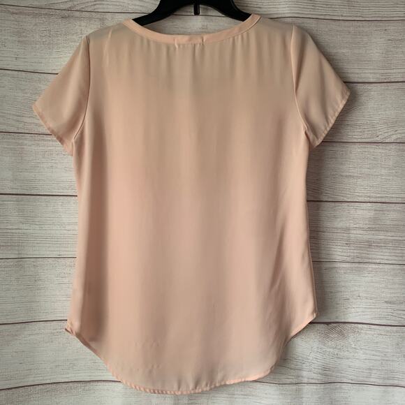 Pleione Light Pink Blouse Short Sleeve Hi Low Pocket Size Small - Picture 6 of 10